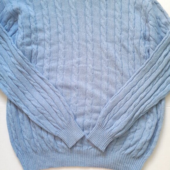 Loro Piana Men Cashmere Cable Knit Crewneck Sweater Light Blue Size 58/Size 3XL - Picture 7 of 12